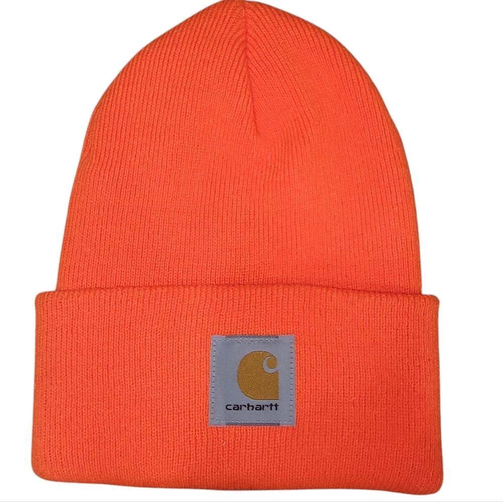 Carhartt Bright Orange Ribbed Knit Beanie Hat One Size Fits Most OSFM